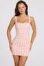 Embellished Square-Neck Mini Dress in Soft Pink Ombre