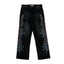 Vale Forever Rhinestone Floral Pattern Oversized Black Denim Jeans
