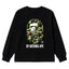 BAPE Style "BY BATHING APE" Camo Ape Head Long-Sleeve Tee - Black/Green