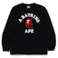 BAPE Style Collegiate Arc Logo & Camo Ape Head Long-Sleeve Tee - Black/Purple
