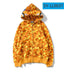 BAPE Shark Orange Camo Full‑Zip Hoodie