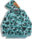 BAPE Fall Winter Shark Mint Green Camo Full‑Zip Hoodie