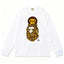 BAPE Style Baby Milo on Leopard Camo Ape Head Long-Sleeve Tee - White/Leopard