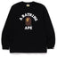 BAPE Style Collegiate Arc Logo & Ape Head Long-Sleeve Tee - Black