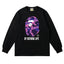 BAPE Style "BY BATHING APE" Camo Ape Head Long-Sleeve Tee - Black/Purple