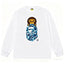 BAPE Style Baby Milo Peeking on Camo Ape Head Long-Sleeve Tee - White/Blue