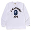 BAPE Style Collegiate Arc Logo & Camo Ape Head Long-Sleeve Tee - White/Blue