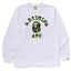 BAPE Style Arch Logo Camo Ape Head Long-Sleeve Tee - White/Green