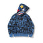 BAPE Fall Winter Shark Blue Camo Full‑Zip Hoodie