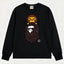 BAPE Style Baby Milo on Dark Leopard Camo Ape Head Long-Sleeve Tee - Black/Dark Leopard