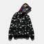 BAPE Fall Winter Shark Black White Camo Full‑Zip Hoodie