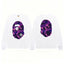 BAPE Style Big Camo Ape Head Long-Sleeve Tee - White/Purple