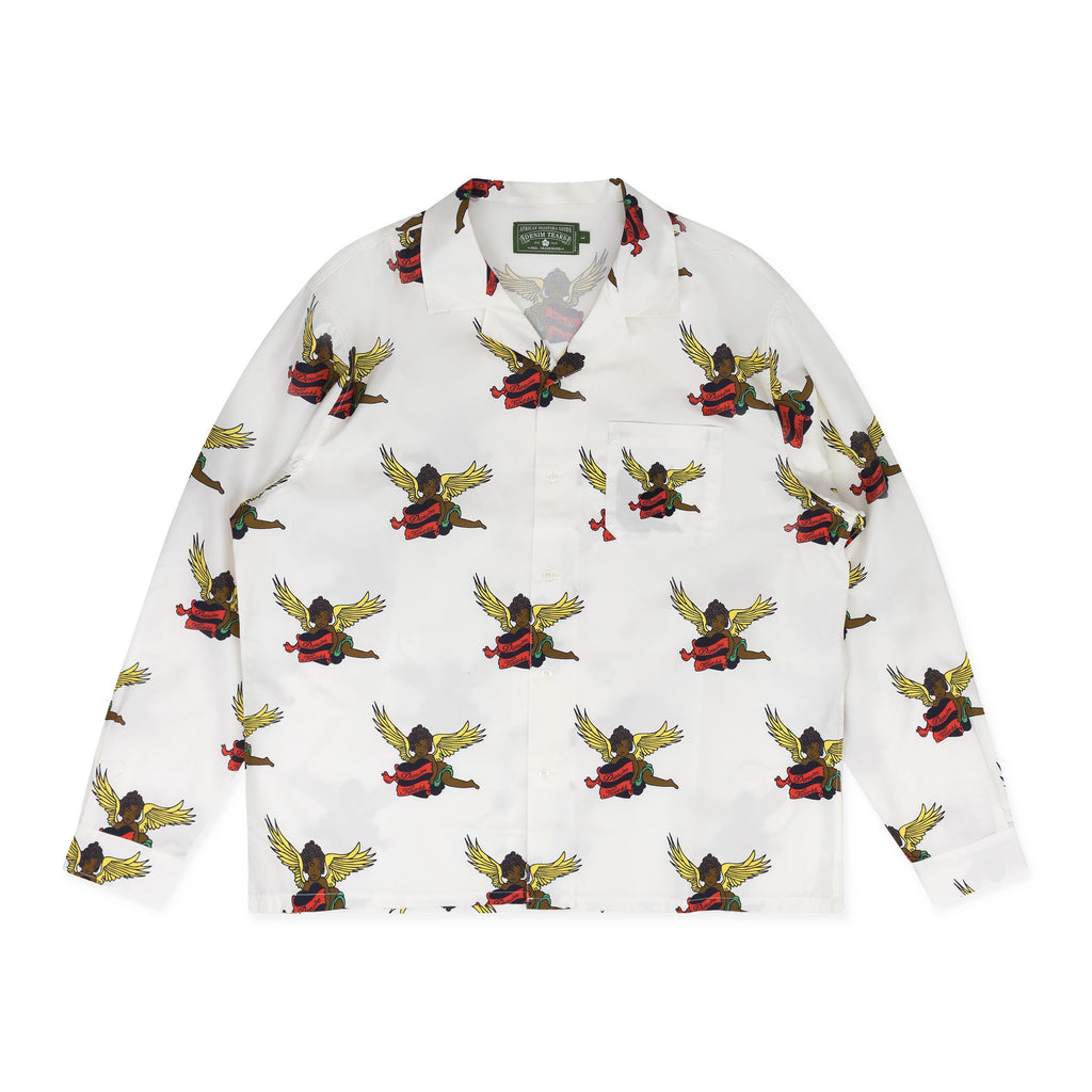 Denim Tears White Cherub Long Sleeve Button-Up Shirt