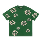 Denim Tears Forest Green Oversized All Over Beige Flower Wreath TOP