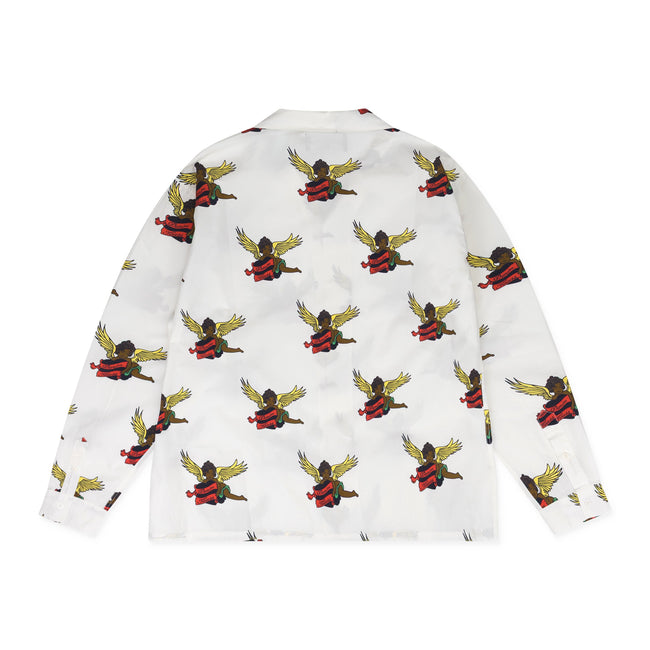 Denim Tears White Cherub Long Sleeve Button-Up Shirt Main Image