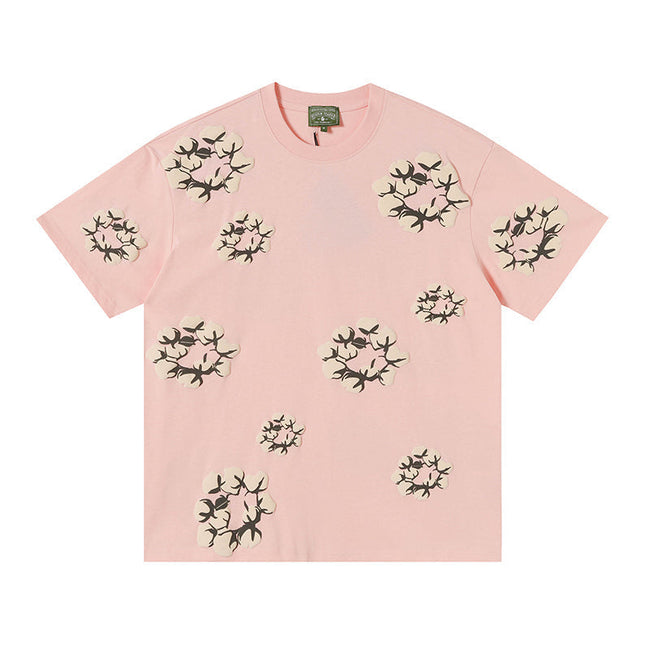Denim Tears Baby Pink Oversized All Over Beige Flower Wreath TOP Hover Image