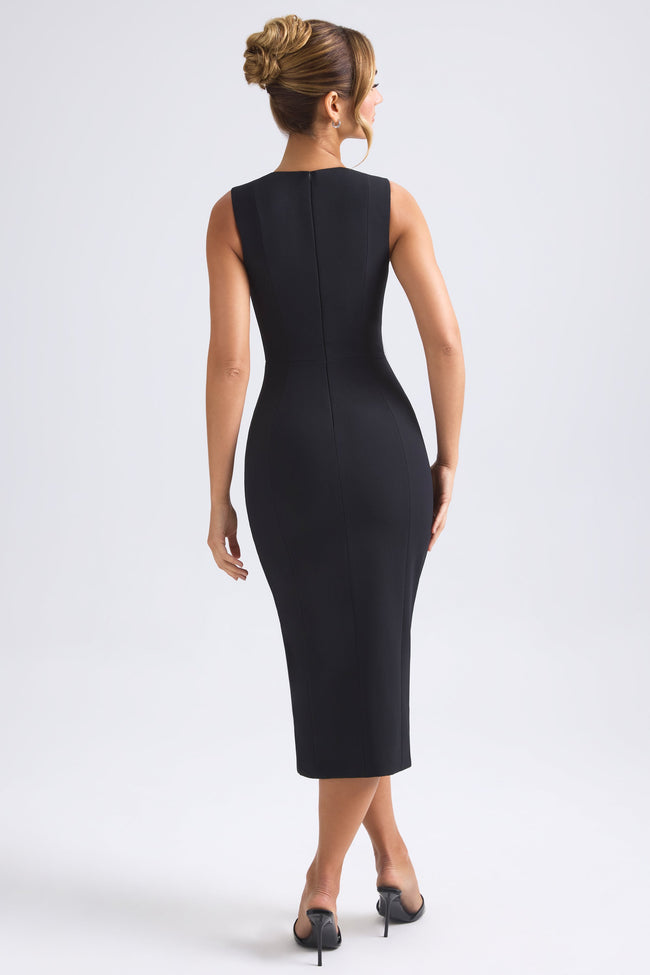 Sweetheart-Neck Midaxi Dress in Black Main Image
