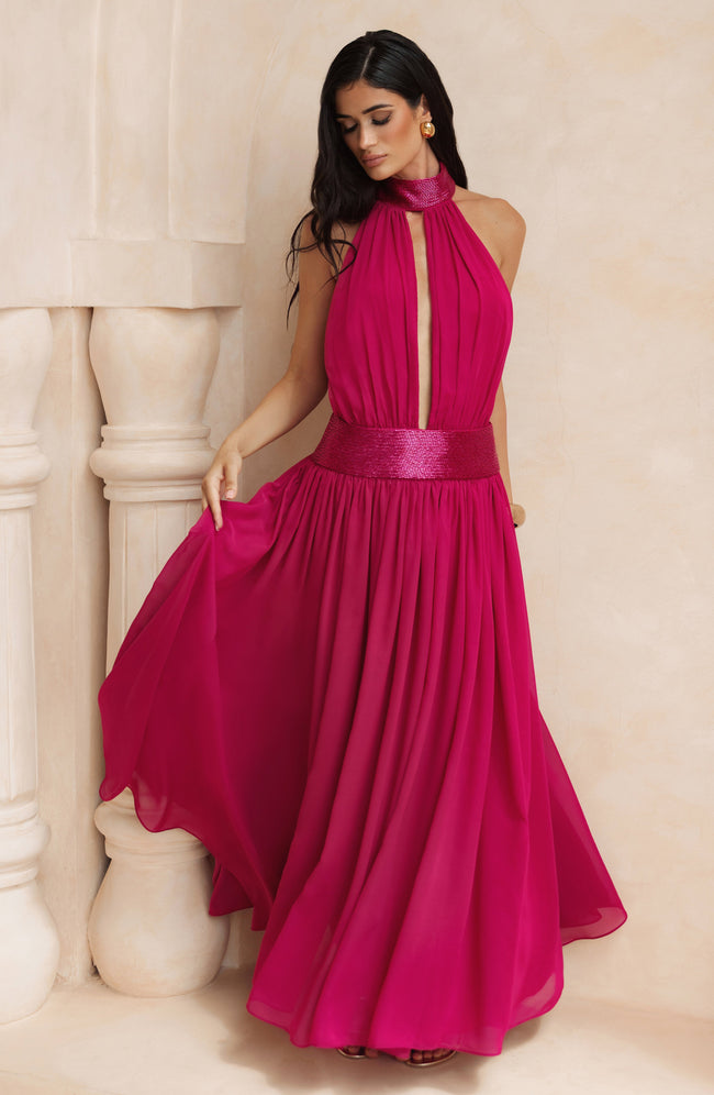 Rosalina Maxi Dress - Raspberry Hover Image