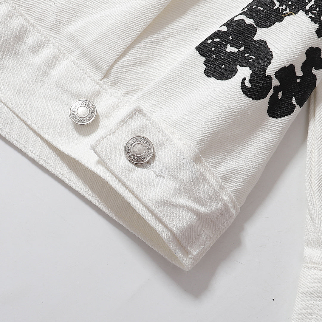 Denim Tears All‑Over Black Floral Print Streetwear Jacket