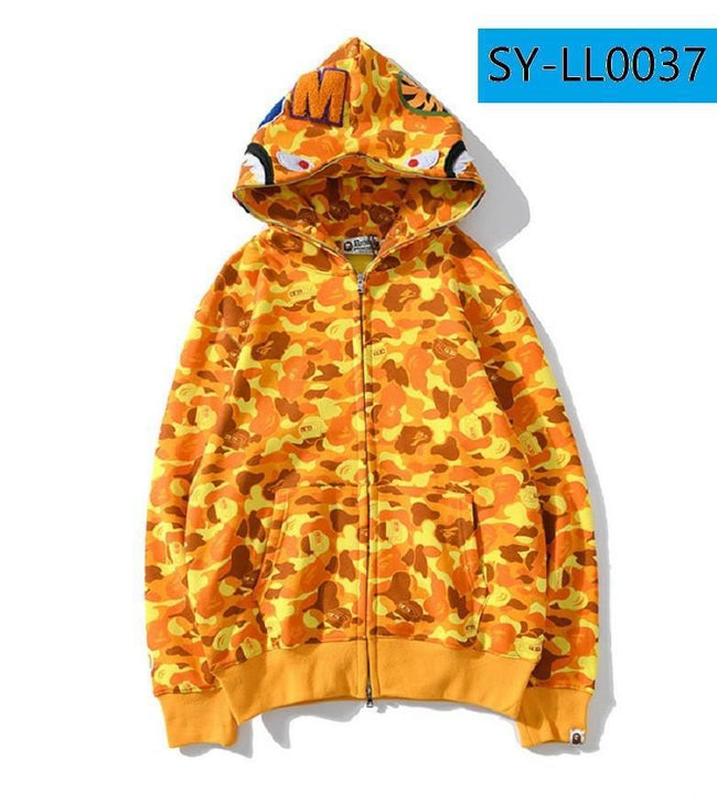 BAPE Shark Orange Camo Full‑Zip Hoodie Hover Image