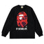 BAPE Style "BY BATHING APE" Camo Ape Head Long-Sleeve Tee - Black/Red
