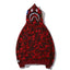 BAPE Fall Winter Shark Red Camo Full‑Zip Hoodie