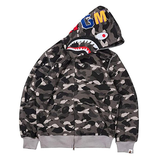 BAPE  Fall Winter Shark Grey Camo WGM Full‑Zip Hoodie Hover Image