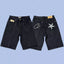 Corteiz Back Star Embroidery Heavyweight Denim Shorts Black