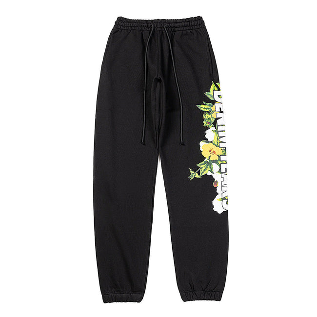 Denim Tears Black Floral Graphic Print Jogger Sweatpants Hover Image