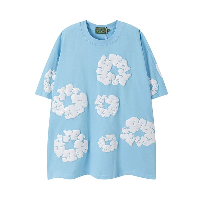 Denim Tears Light Blue All‑Over Cotton Wreath Print  T‑Shirt Hover Image