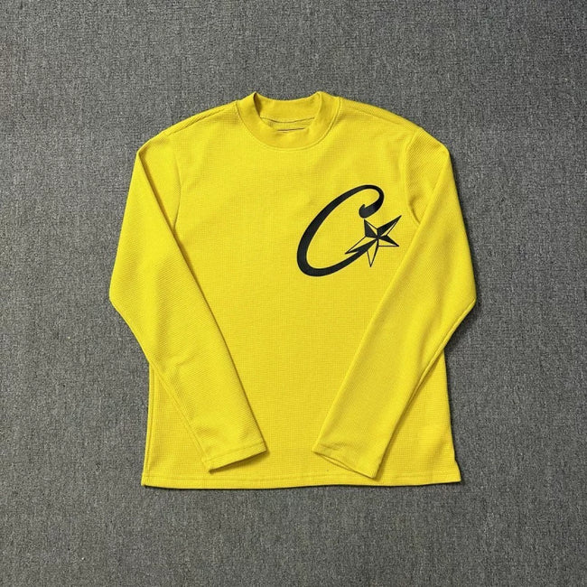 Corteiz Devil's Island Classic Pentagram Print Splicing Embroidered Alphabet Men's and Women's Base Shirt Long Sleeve T-shirt (6) Hover Image