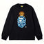 BAPE Style Baby Milo Peeking on Camo Ape Head Long-Sleeve Tee - Black/Blue