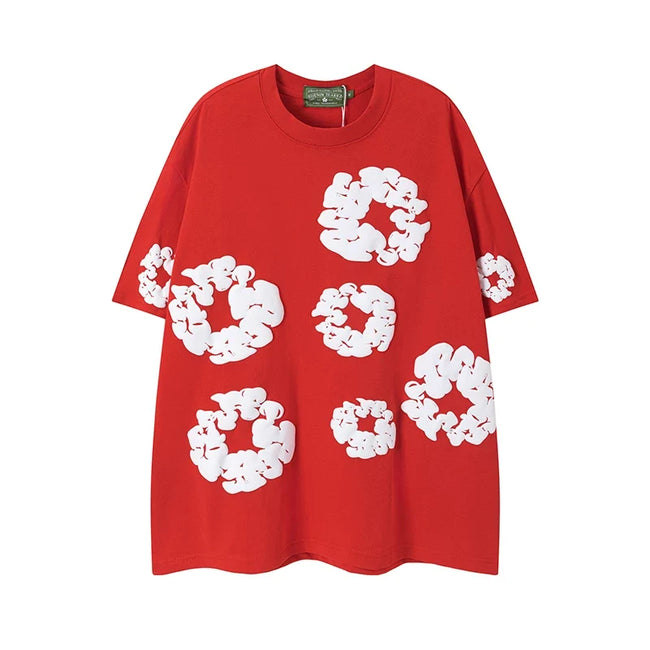 Denim Tears Red All‑Over Cotton Wreath Print T‑Shirt Hover Image