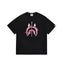 BAPE Style Camo Shark Full-Zip Motif Short-Sleeve Tee - Black/Pink