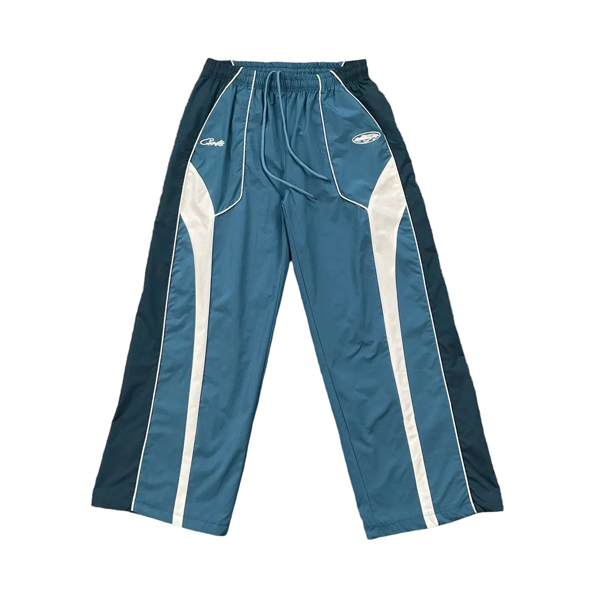 Corteiz Devil's Island sports style spliced contrasting casual pants for men and women, drawstring elastic waisted pants, trendy and versatile (2)