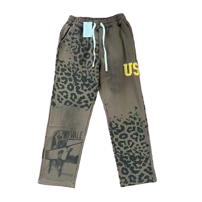 Vale Forever Leopard & Vintage Wash Full-Zip Sweatpants Khaki Hover Image