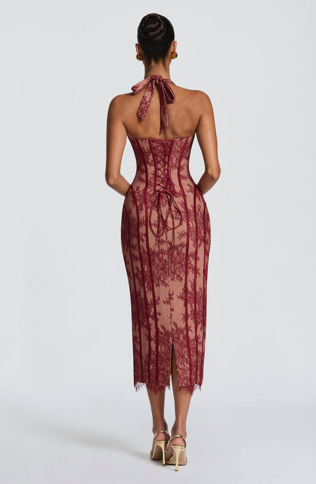 Rona Midi Dress - Burgundy Main Image