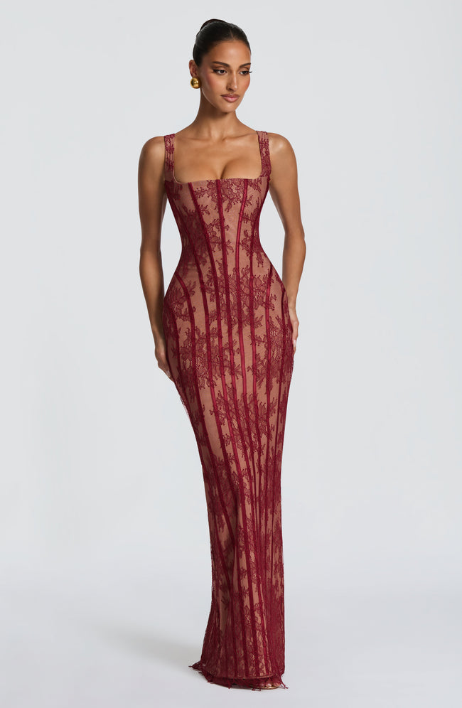 Polina Maxi Dress - Burgundy Hover Image
