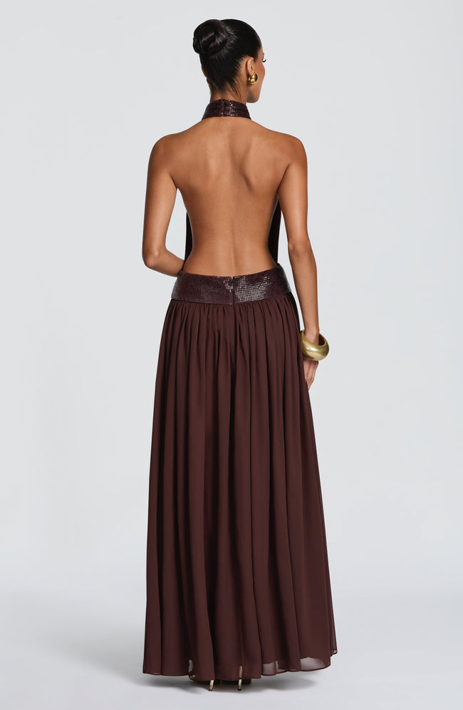 Rosalina Maxi Dress - Plum Brown Main Image