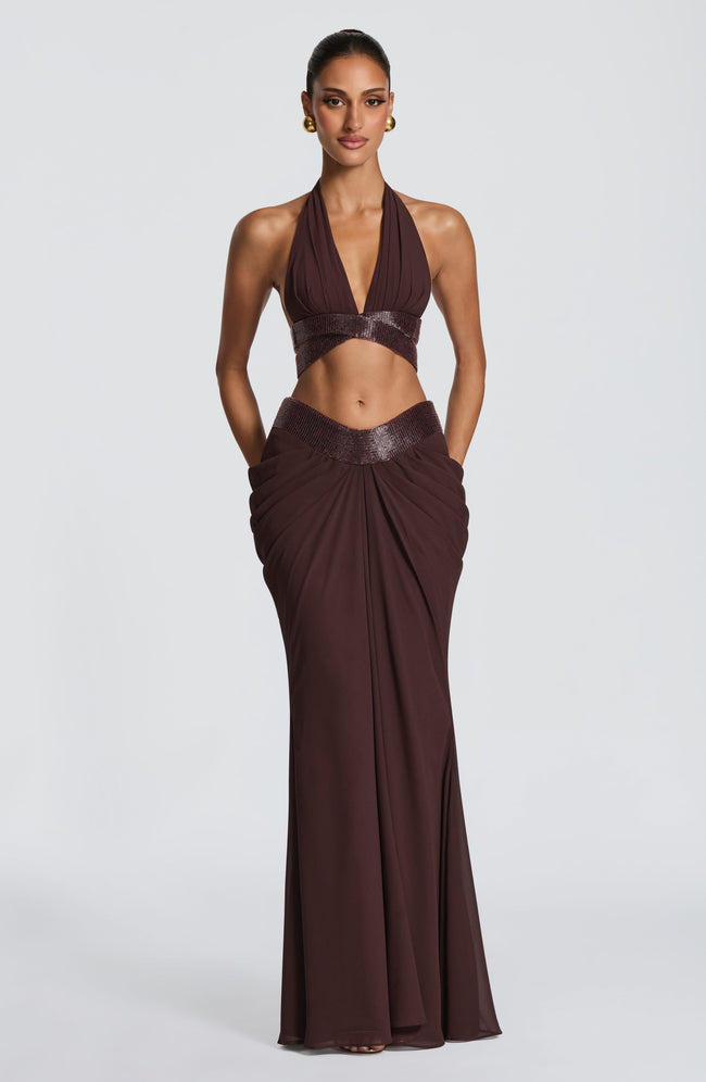 Sophie Maxi Skirt - Plum Brown Hover Image