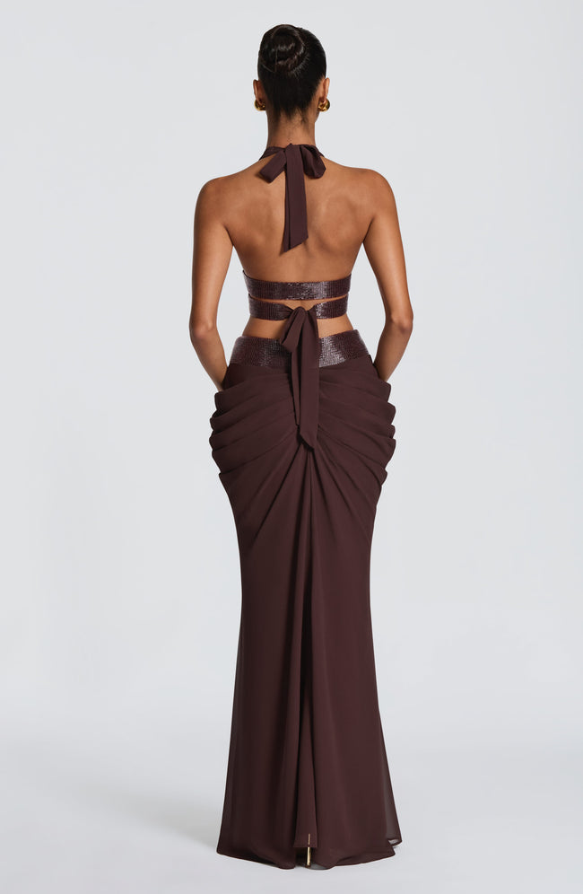 Sophie Maxi Skirt - Plum Brown Main Image