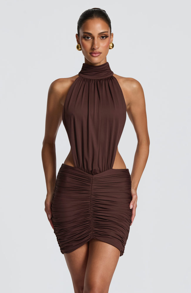 Thekla Mini Dress - Plum Brown Hover Image
