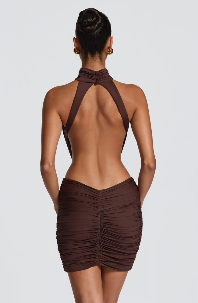 Thekla Mini Dress - Plum Brown Main Image