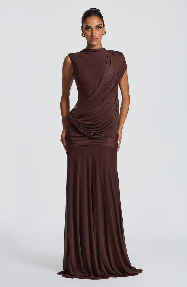 Mireya Maxi Dress - Plum Brown Hover Image
