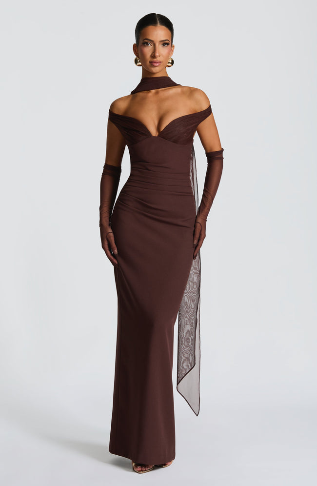 Abigail Maxi Dress - Plum Brown Hover Image