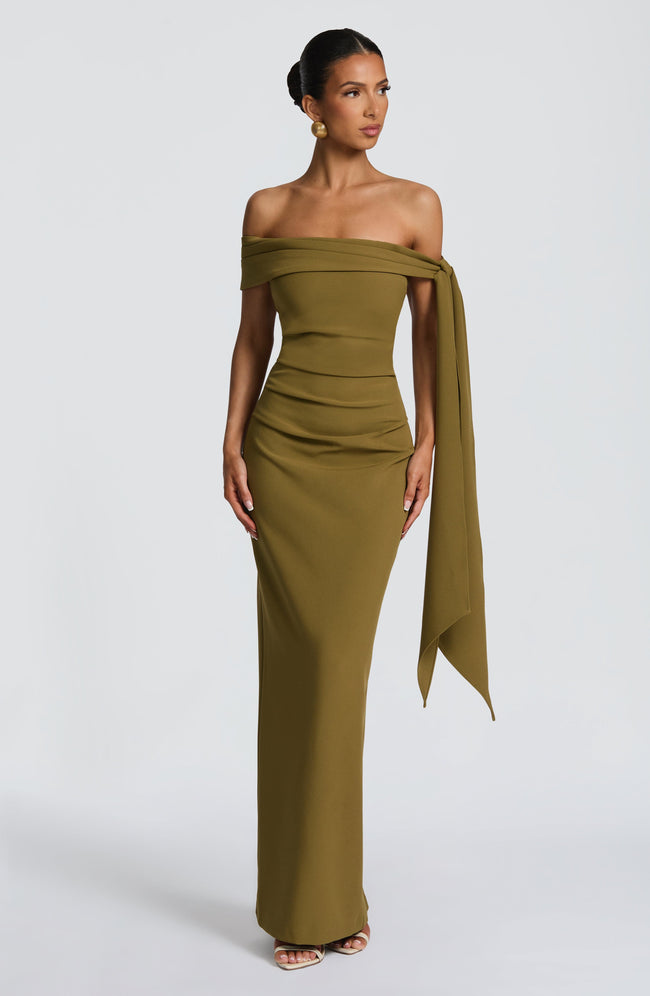 Addie Maxi Dress - Deep Olive Hover Image