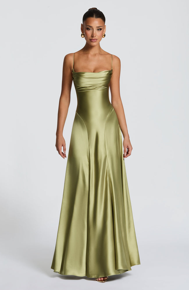 Adelina Maxi Dress - Light Olive Hover Image