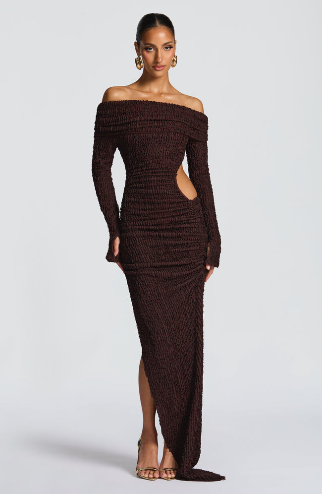 Adelphia Midi Dress - Plum Brown Hover Image