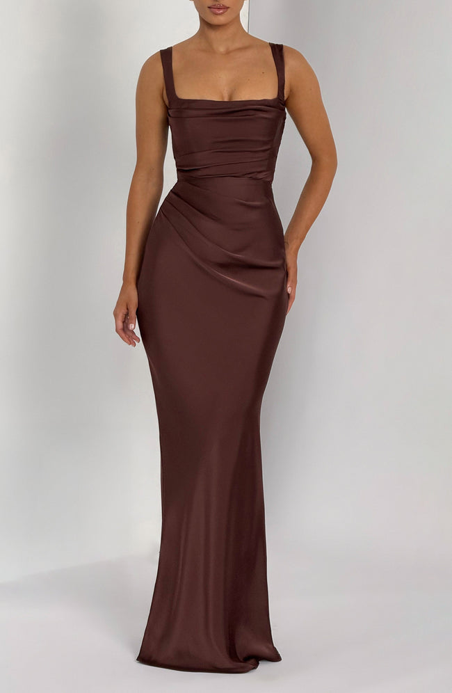 Calanthe Maxi Dress - Plum Brown Main Image