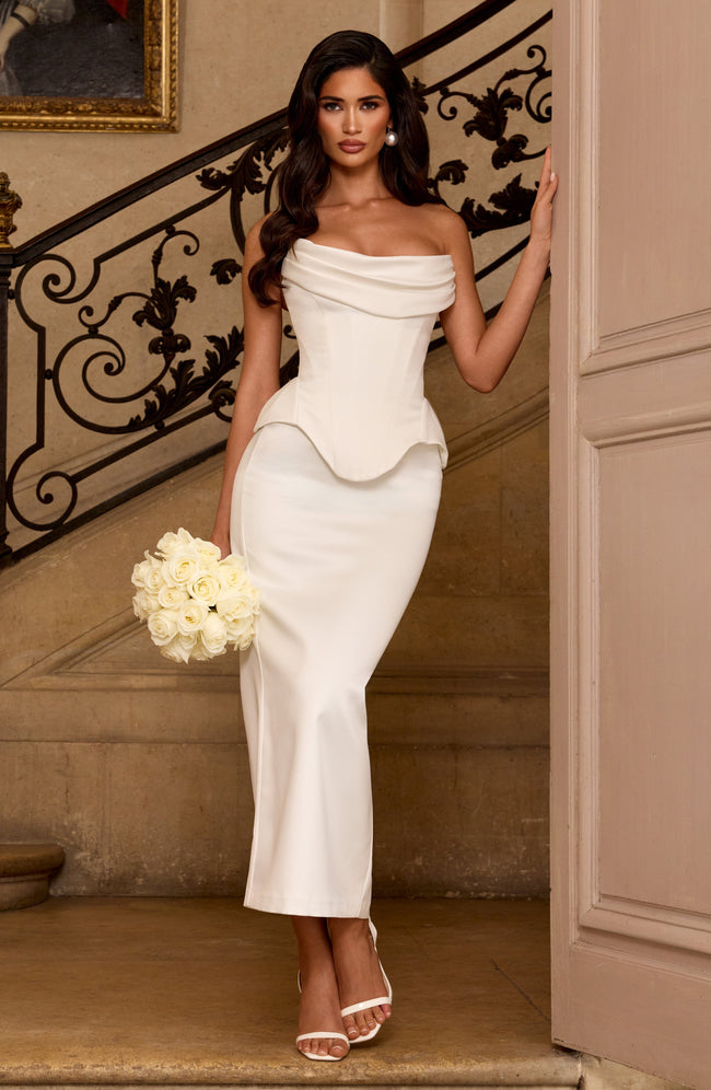 Calliope Midi Skirt - Ivory Hover Image